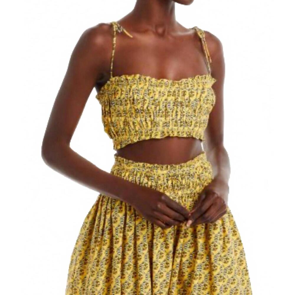 NEW RHODE pari cropped bandeau top in yejawahat garden golden mini